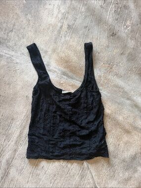 Free People Black Floral Lace Tank